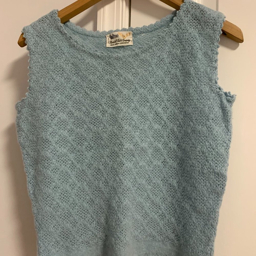 Vintage Marshall Fields light blue cashmere vest